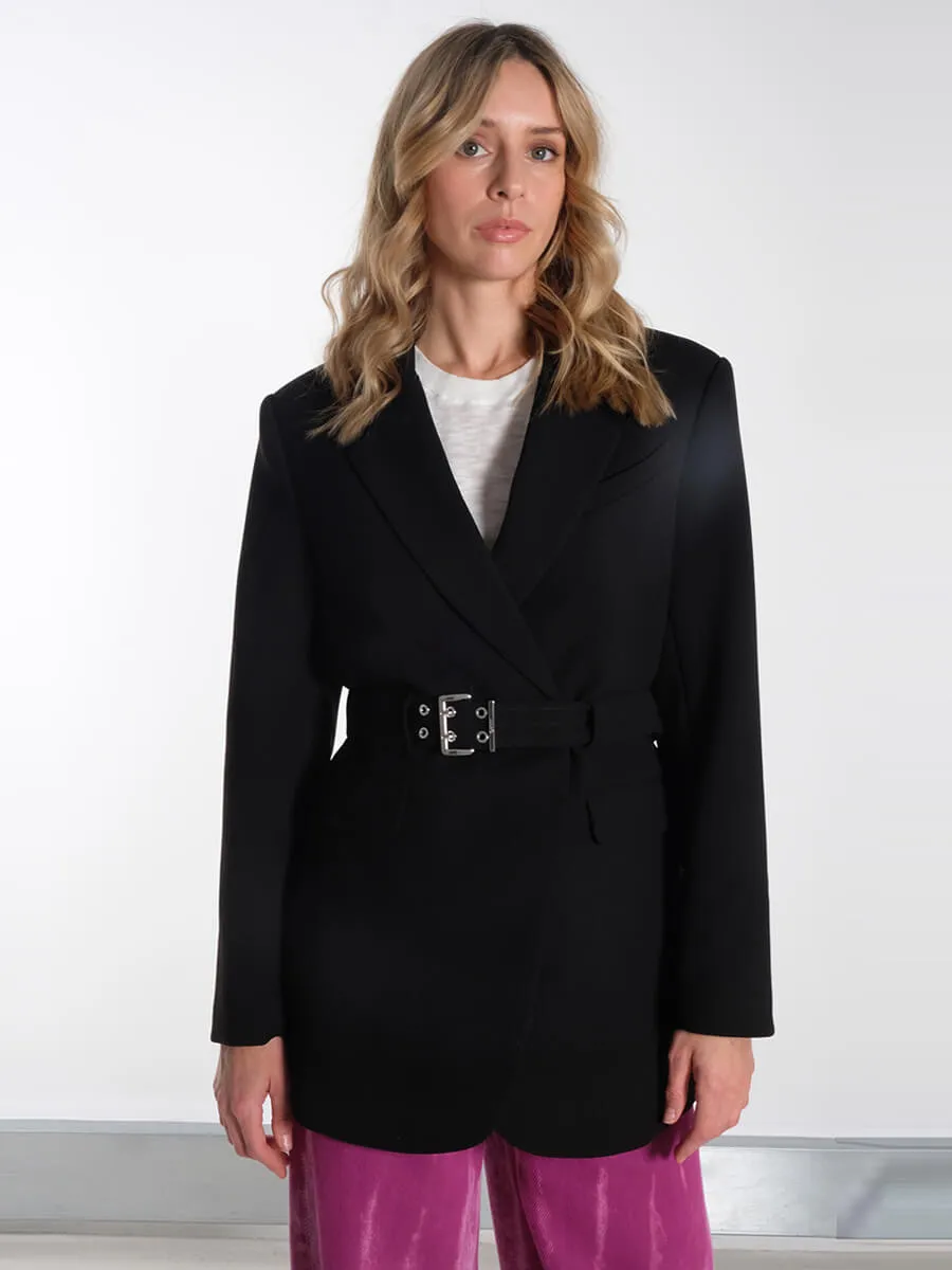 Black Bonded Crepe Blazer