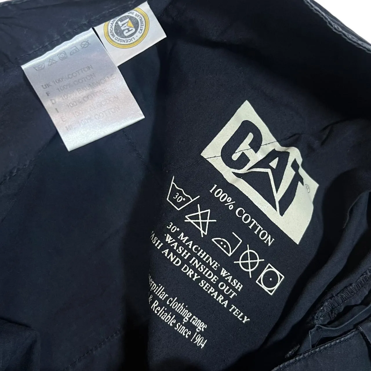 CAT Caterpillar Classic Black Lightweight Cargo Pants Trousers