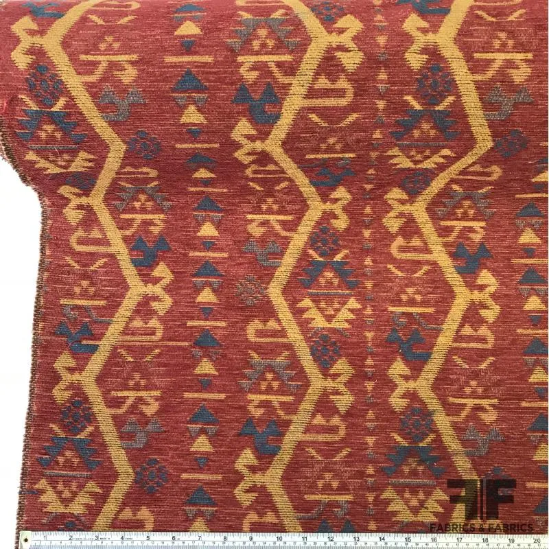 Chenille Home Decorative Jacquard - Red / Yellow / Blue