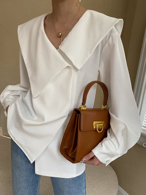 Chicmy-Urban Loose Long Sleeves Solid Color V-Neck Blouses&Shirts Tops