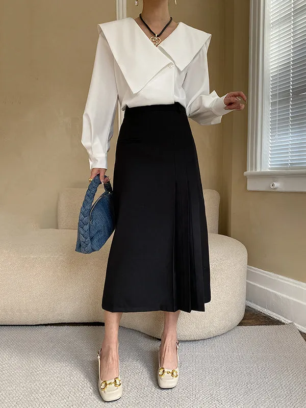 Chicmy-Urban Loose Long Sleeves Solid Color V-Neck Blouses&Shirts Tops