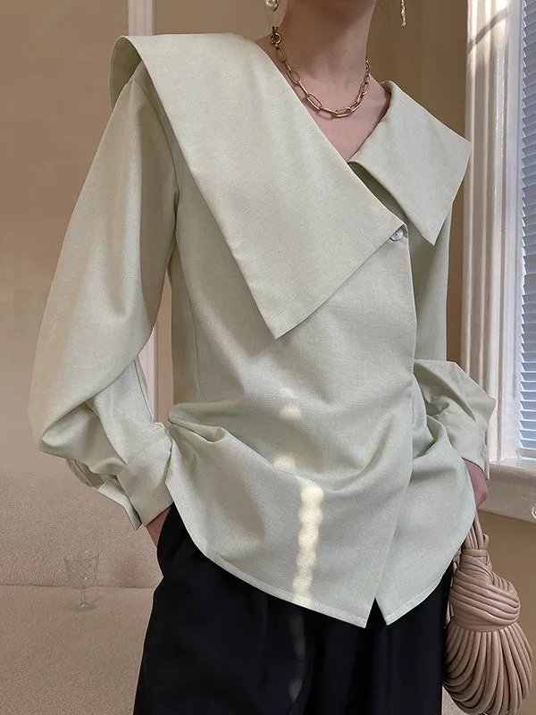Chicmy-Urban Loose Long Sleeves Solid Color V-Neck Blouses&Shirts Tops