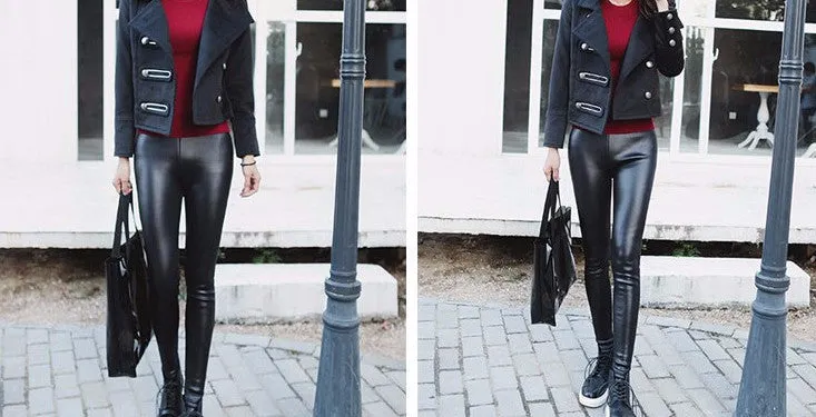 Female Casual Winter PU Leather Leggings