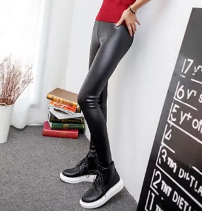 Female Casual Winter PU Leather Leggings