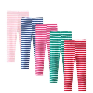 Kids Girls Colorful Striped Pencil Leggings Trousers
