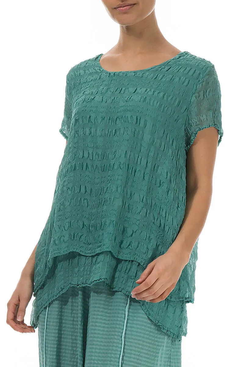 Layered Turquoise Light Silk Blouse