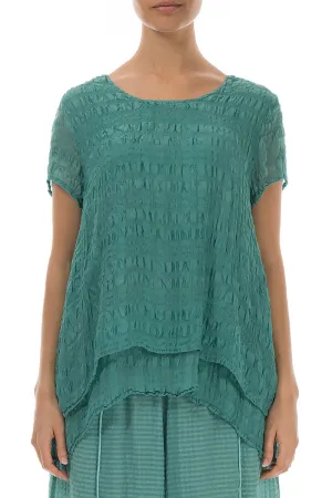 Layered Turquoise Light Silk Blouse
