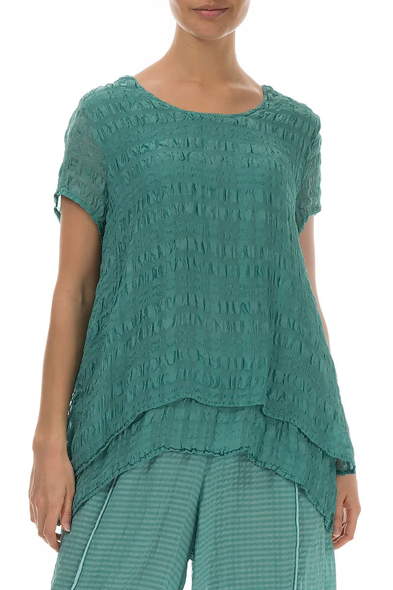 Layered Turquoise Light Silk Blouse