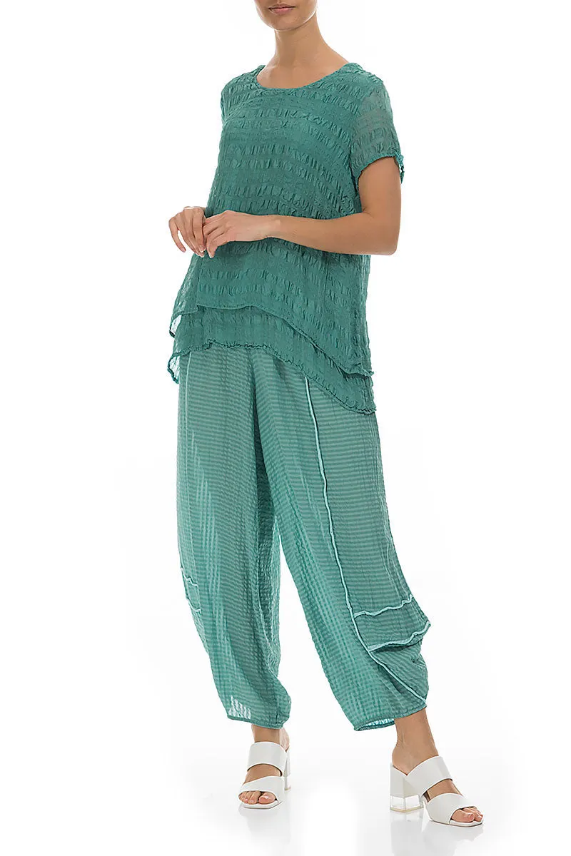 Layered Turquoise Light Silk Blouse
