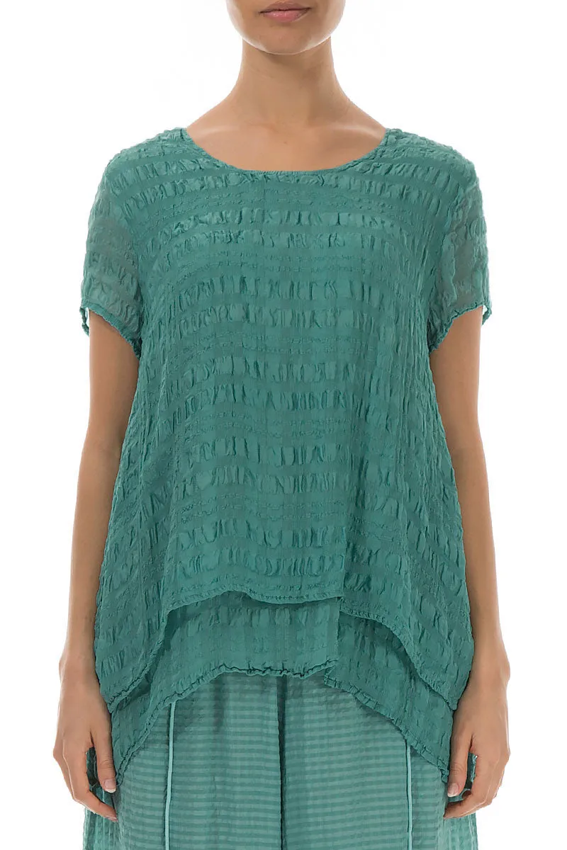 Layered Turquoise Light Silk Blouse