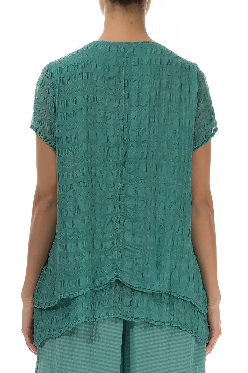 Layered Turquoise Light Silk Blouse