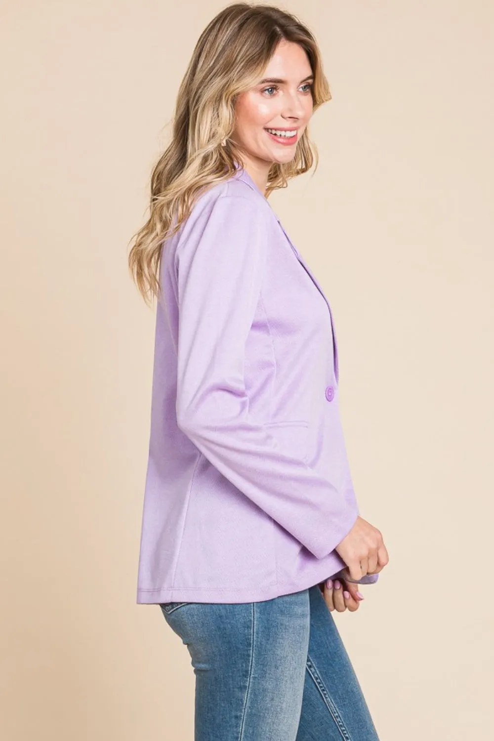 Lilac Long Sleeve Blazer Women's Trouser Jacket in Light Purple