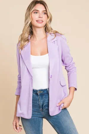 Lilac Long Sleeve Blazer Women's Trouser Jacket in Light Purple