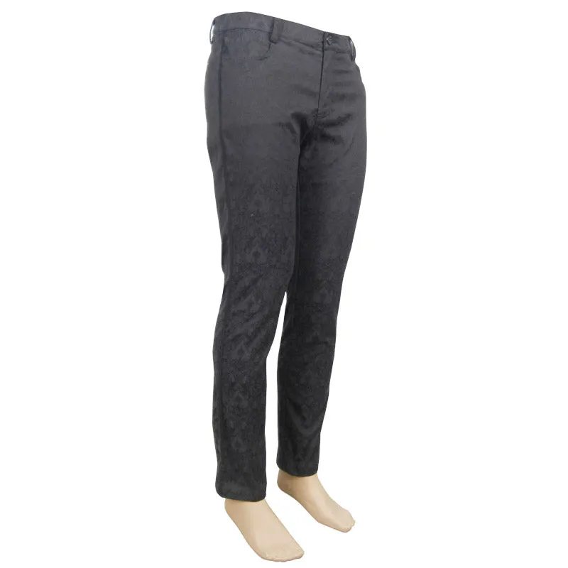 PT028 party wearing Gothic jacquard classic style black men trousers