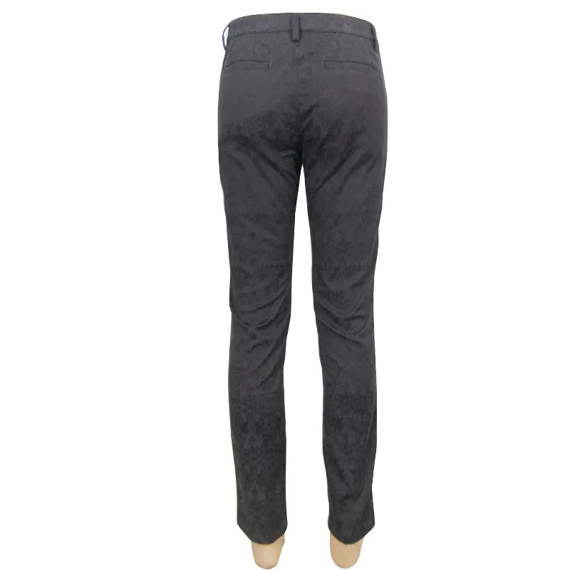 PT028 party wearing Gothic jacquard classic style black men trousers