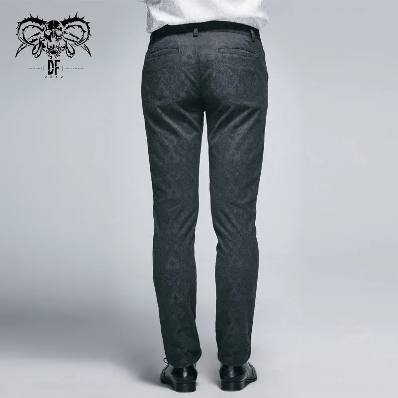 PT028 party wearing Gothic jacquard classic style black men trousers
