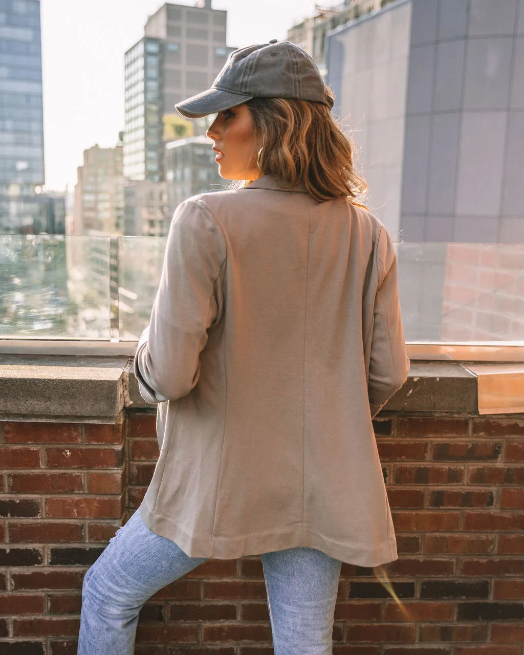 TastyHottie - Moore Cotton Pocketed Blazer - Taupe