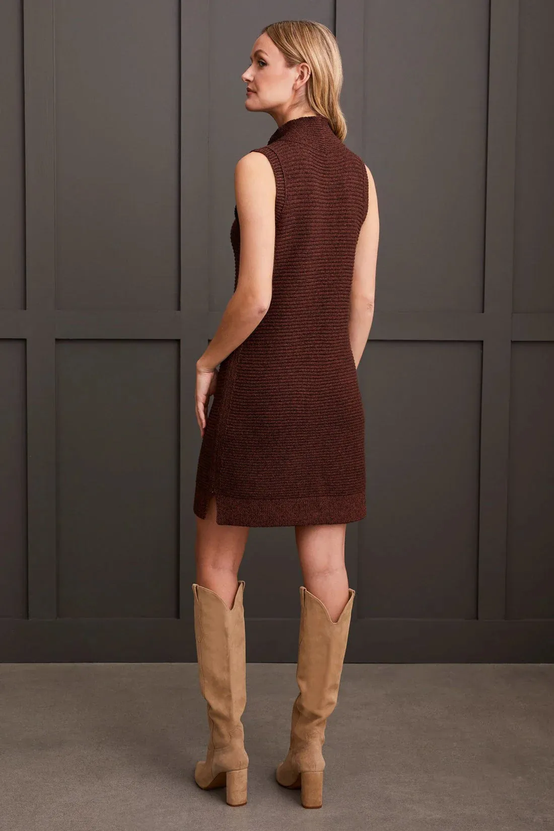 Tribal Sleeveless Sweater Dress Marsala