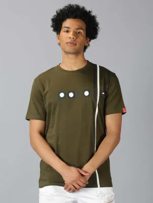 UrGear printed  Men Round Neck Dark Olive  T-shirt